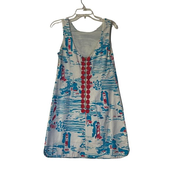 Lilly Pulitzer Delia Shift Dress Pique Knit Resort White Women's Size 6 excellen - Picture 2 of 13